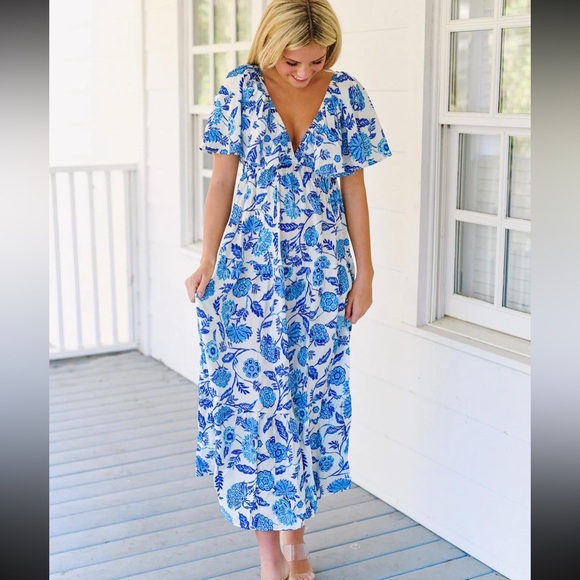 Riley Floral V Neck Dress - Picture 2 of 2